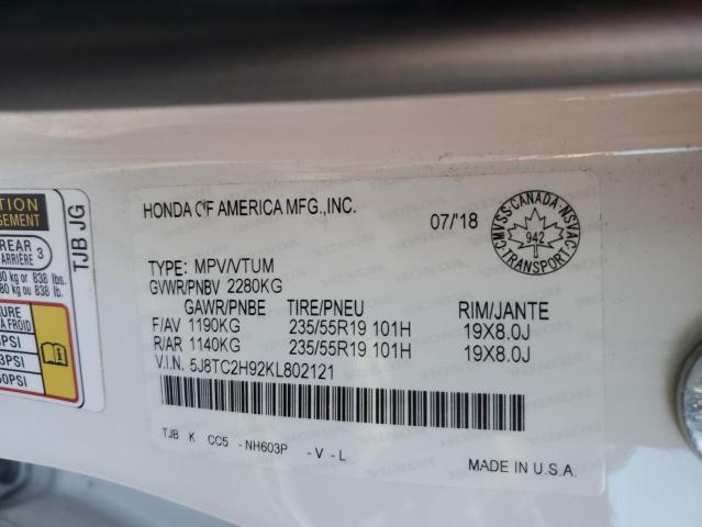 2019 ACURA RDX PLATIN 5J8TC2H92KL802121
