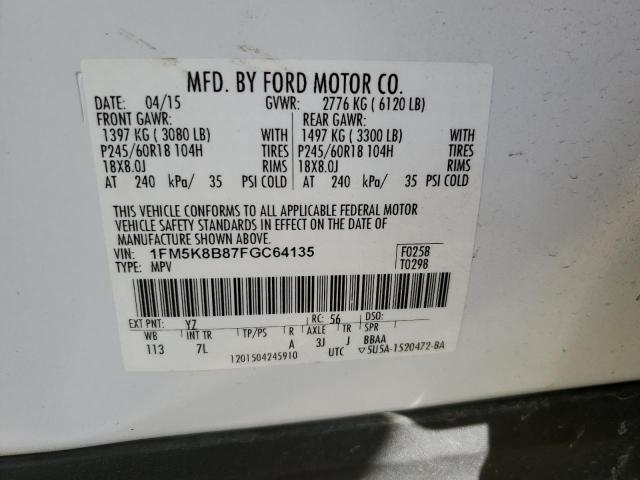 2015 FORD EXPLORER - 1FM5K8B87FGC64135