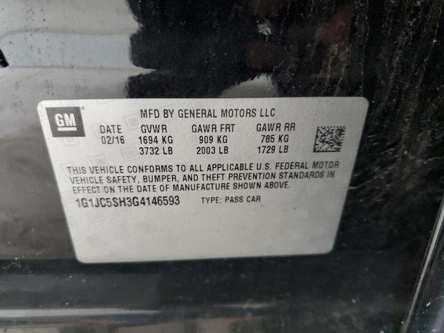 2016 CHEVROLET SONIC LT - 1G1JC5SH3G4146593