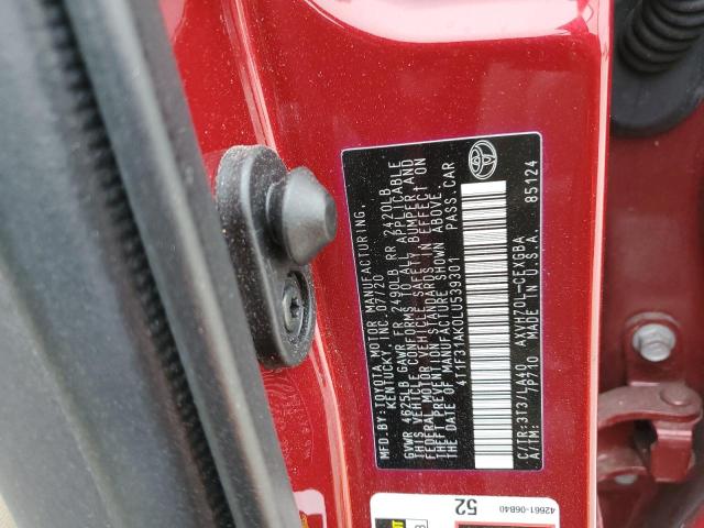 2020 TOYOTA CAMRY XLE 4T1F31AK0LU539301