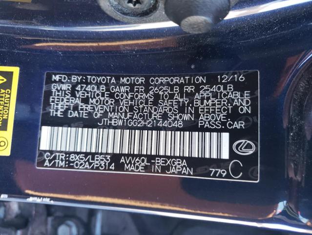 2017 LEXUS ES 300H JTHBW1GG2H2144048
