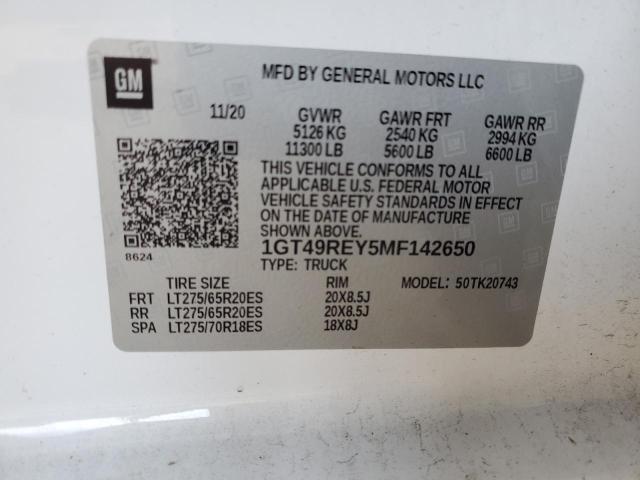 2021 GMC SIERRA K25 - 1GT49REY5MF142650