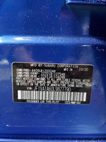 2020 SUBARU WRX JF1VA1A60L9827790