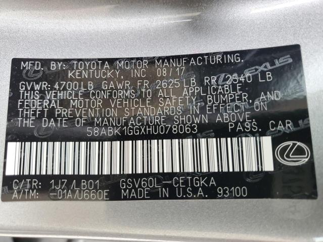 2017 LEXUS ES 350 - 58ABK1GGXHU078063