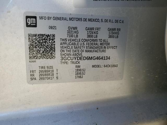 2021 CHEVROLET SILVERADO K1500 LT - 3GCUYDED6MG464134