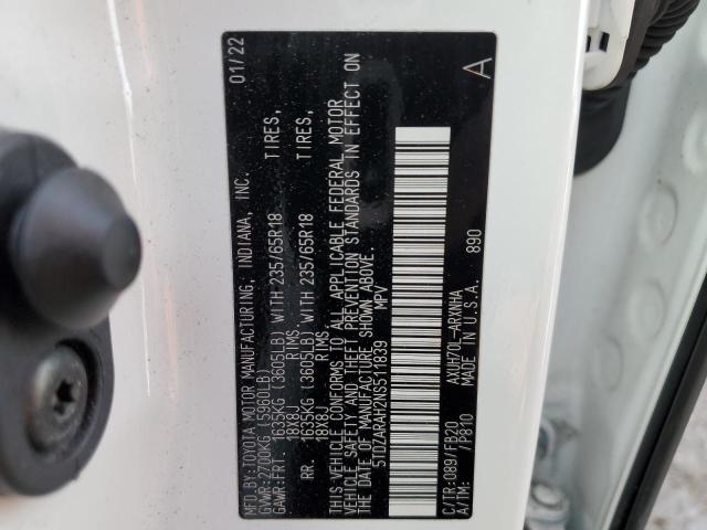 2022 TOYOTA HIGHLANDER - 5TDZARAH2NS511839