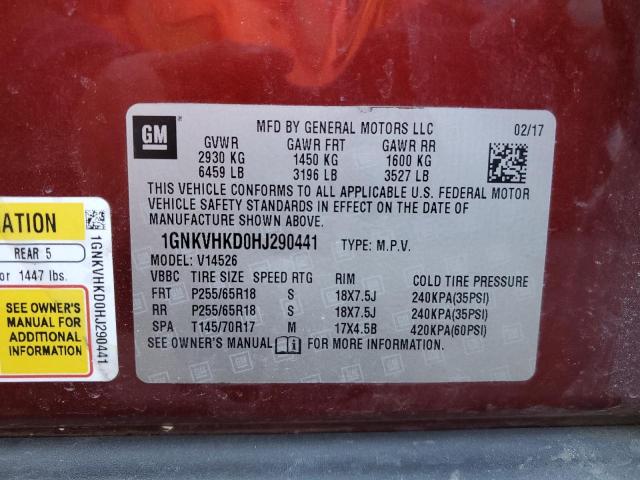 2017 CHEVROLET TRAVERSE L - 1GNKVHKD0HJ290441