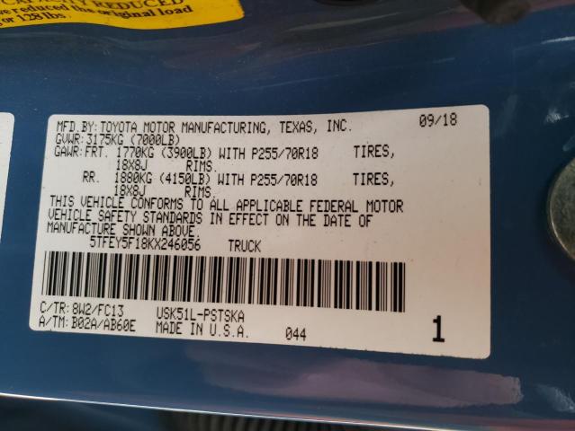 2019 TOYOTA TUNDRA CRE - 5TFEY5F18KX246056