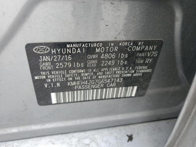 2016 HYUNDAI AZERA LIMI - KMHFH4JG7GA547143