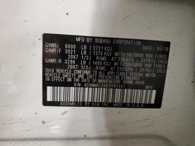 2019 SUBARU ASCENT LIM - 4S4WMALD4K3480947