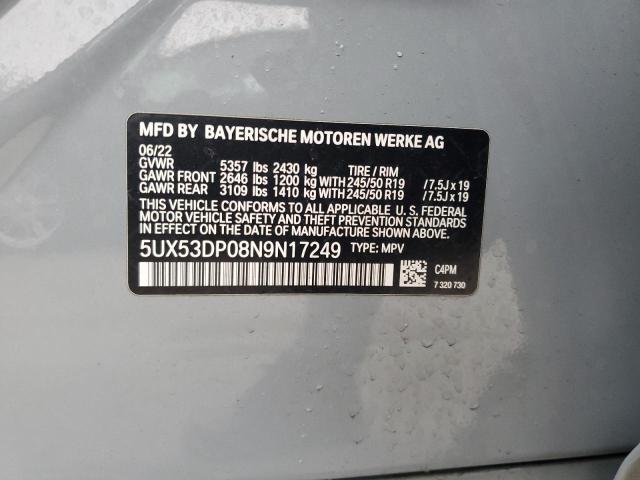 2022 BMW X3 XDRIVE3 - 5UX53DP08N9N17249