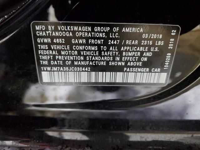 2018 VOLKSWAGEN PASSAT GT 1VWJM7A35JC030442