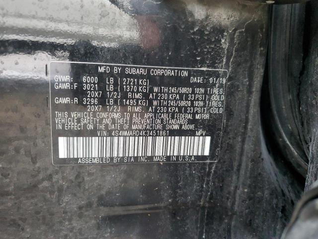 2019 SUBARU ASCENT TOU - 4S4WMARD4K3451861