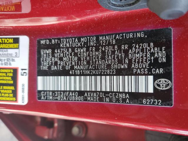 2019 TOYOTA CAMRY L - 4T1B11HK2KU722823