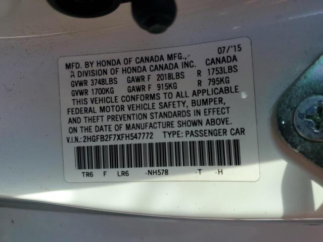 2015 HONDA CIVIC SE 2HGFB2F7XFH547772