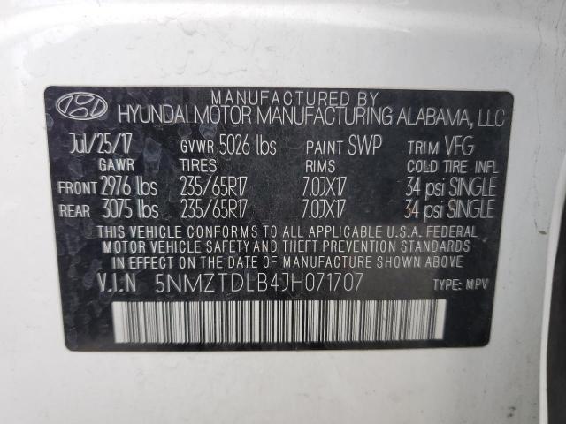 2018 HYUNDAI SANTA FE S 5NMZTDLB4JH071707