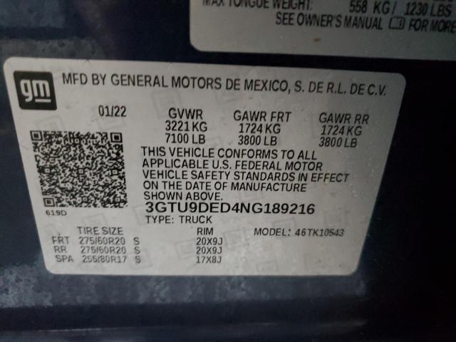 2022 GMC SIERRA LIM 3GTU9DED4NG189216