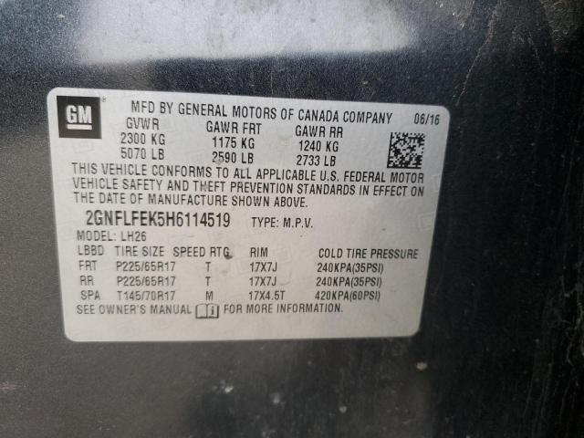 2017 CHEVROLET EQUINOX LT - 2GNFLFEK5H6114519