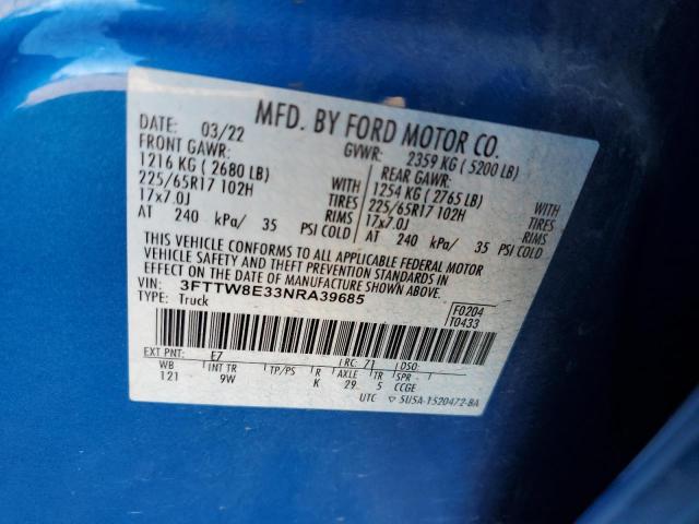 2022 FORD MAVERICK X - 3FTTW8E33NRA39685