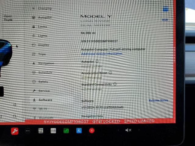 2021 TESLA MODEL Y 5YJYGDEE0MF108037