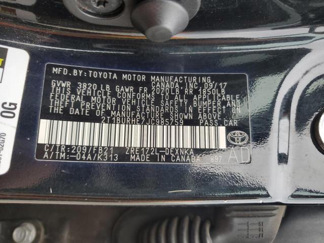 2018 TOYOTA COROLLA L 2T1BURHE7JC985759