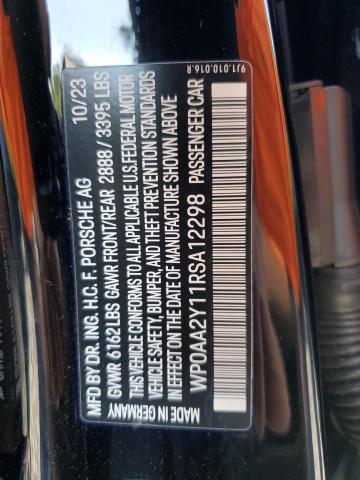 2024 PORSCHE TAYCAN WP0AA2Y11RSA12298