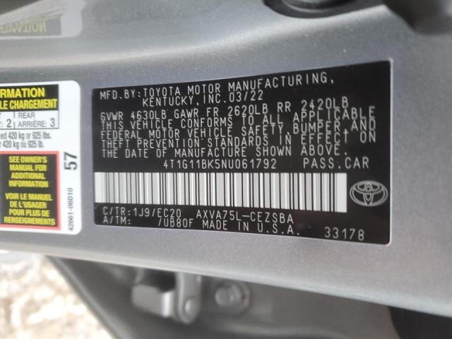 2022 TOYOTA CAMRY SE - 4T1G11BK5NU061792