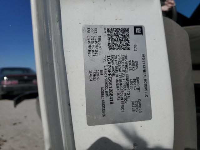 2019 CHEVROLET EXPRESS G3 1GAZGPFG6K1288418