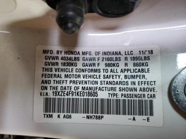 2019 HONDA INSIGHT TO 19XZE4F91KE018605