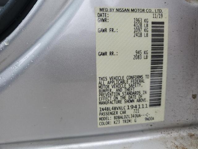 2020 NISSAN ALTIMA S 1N4BL4BVXLC194111