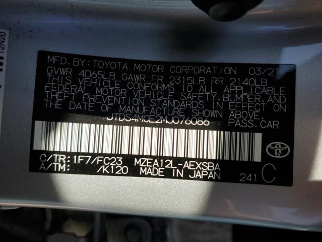 2021 TOYOTA COROLLA SE - JTDS4MCE2MJ076086