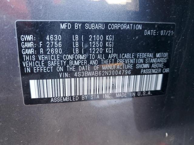 2022 SUBARU LEGACY 4S3BWAB62N3004796