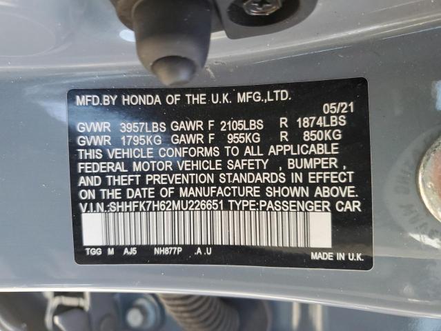 2021 HONDA CIVIC EX SHHFK7H62MU226651
