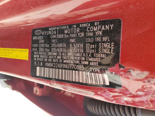2022 HYUNDAI KONA SEL - KM8K22AB9NU770885