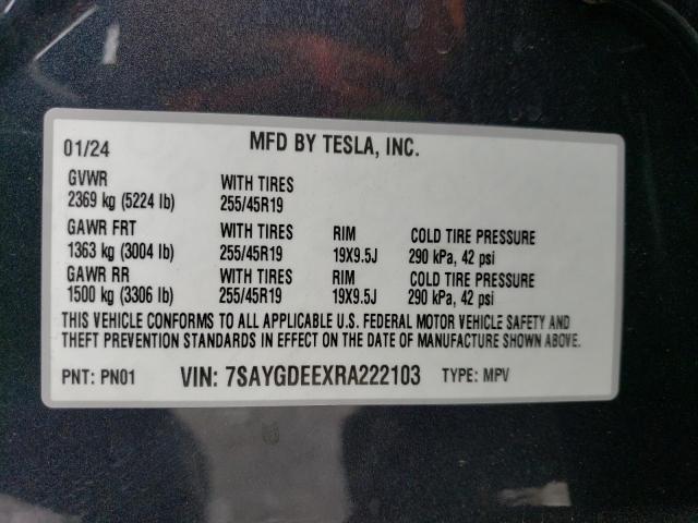 2024 TESLA MODEL Y 7SAYGDEEXRA222103