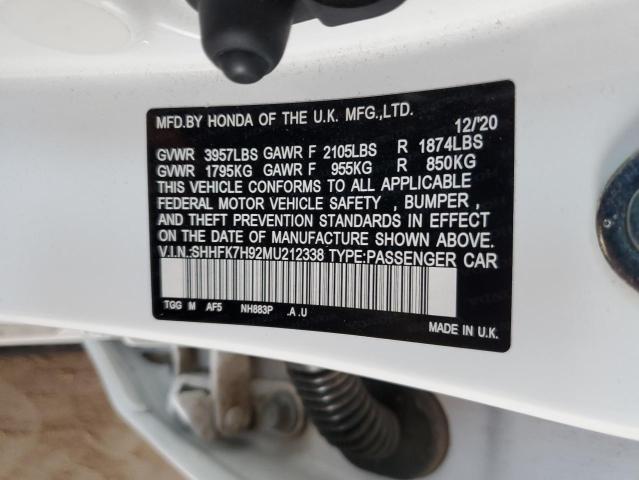 2021 HONDA CIVIC SPOR - SHHFK7H92MU212338