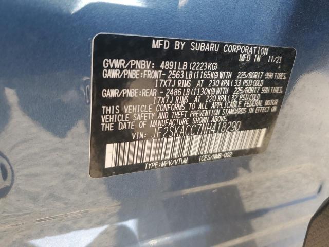 2022 SUBARU FORESTER JF2SKACC7NH418290