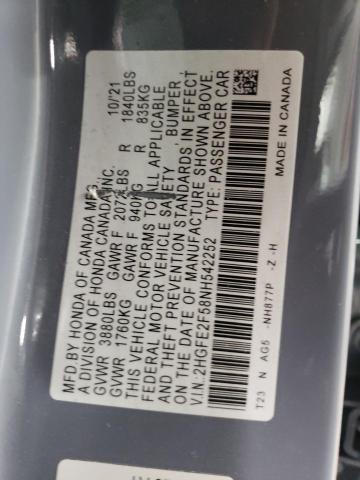 2022 HONDA CIVIC SPOR - 2HGFE2F58NH542252