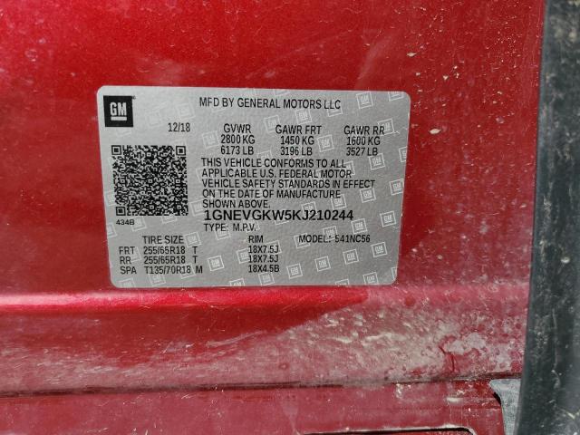 2019 CHEVROLET TRAVERSE L - 1GNEVGKW5KJ210244
