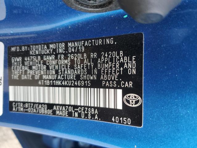 2019 TOYOTA CAMRY L - 4T1B11HK4KU246915
