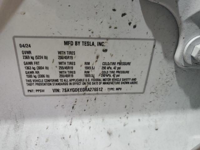 2024 TESLA MODEL Y 7SAYGDEE0RA276512