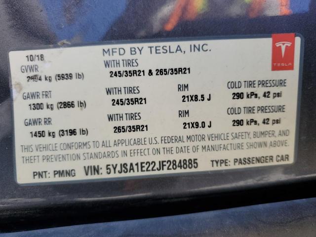 2018 TESLA MODEL S - 5YJSA1E22JF284885