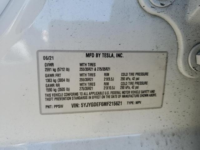 2021 TESLA MODEL Y - 5YJYGDEF6MF215621