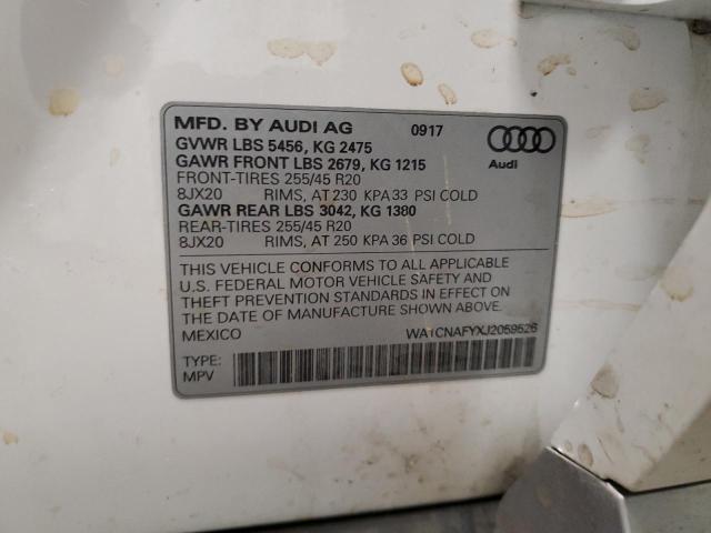 2018 AUDI Q5 PRESTIG WA1CNAFYXJ2059526