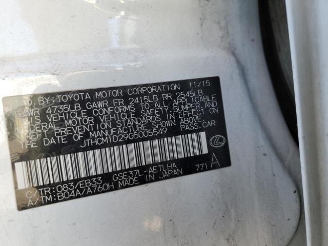 2016 LEXUS IS 300 - JTHCM1D29G5005549