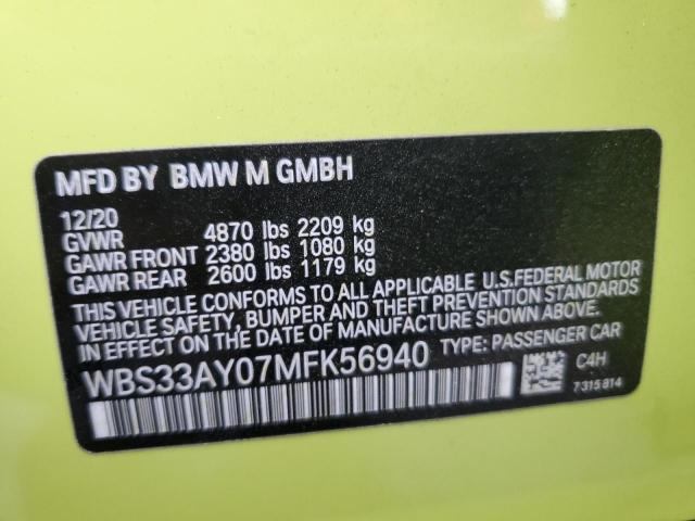 2021 BMW M3 COMPETI - WBS33AY07MFK56940