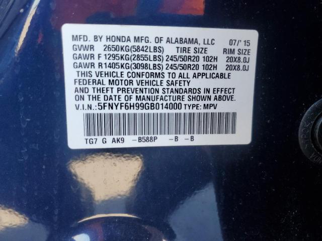 2016 HONDA PILOT 5FNYF6H99GB014000