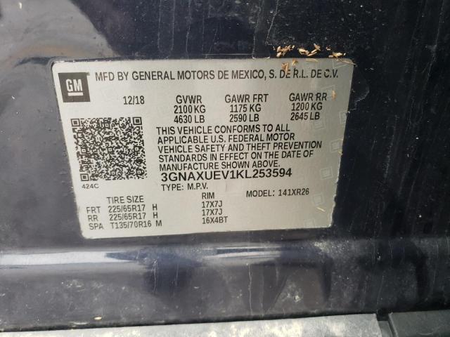 2019 CHEVROLET EQUINOX LT - 3GNAXUEV1KL253594