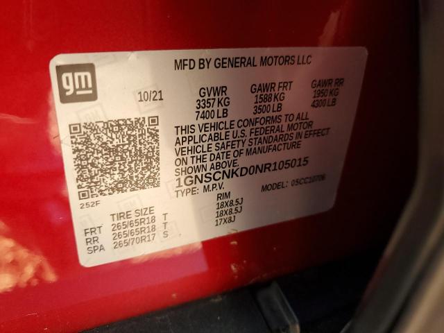2022 CHEVROLET TAHOE C150 - 1GNSCNKD0NR105015