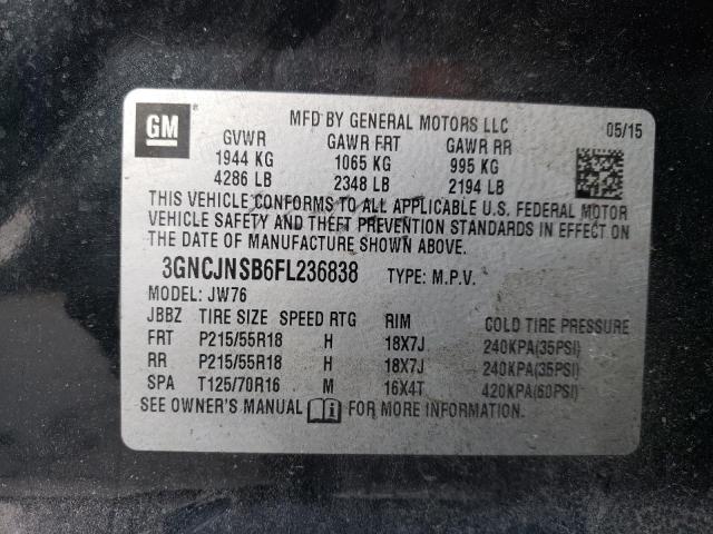 2015 CHEVROLET TRAX LTZ 3GNCJNSB6FL236838